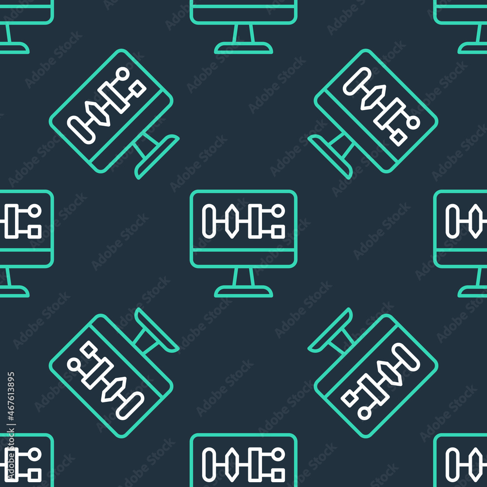 Line Algorithm icon isolated seamless pattern on black background. Algorithm symbol design from Artificial Intelligence collection. Vector Line Algorithm icon isolated seamless pattern on black background. Algorithm symbol design from Artificial Intelligence collection. Vector