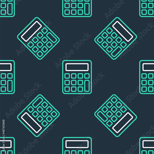 Line Calculator icon isolated seamless pattern on black background. Accounting symbol. Business calculations mathematics education and finance. Vector