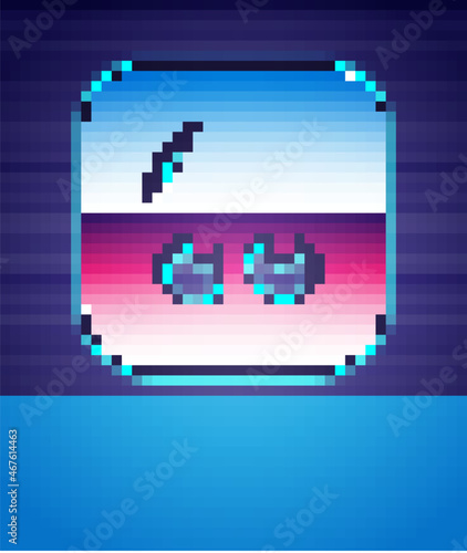 Retro style Casino slot machine with cherry symbol icon isolated futuristic landscape background. Gambling games. 80s fashion party. Vector