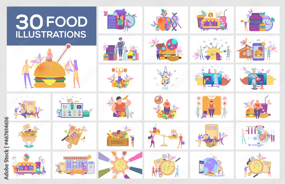 Set Illustration. Healthy Food Fast Food. Beautiful vector illustration. Set Illustration. Healthy Food Fast Food. Beautiful vector illustration.
