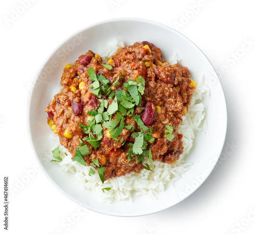 Billede på lærred plate of rice and chili con carne
