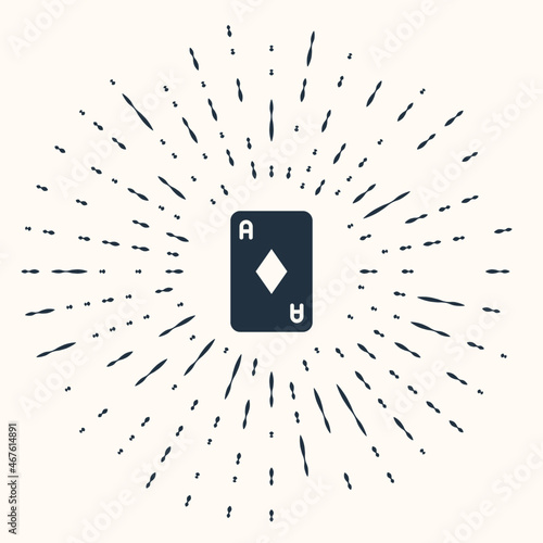 Grey Playing card with diamonds symbol icon isolated on beige background. Casino gambling. Abstract circle random dots. Vector