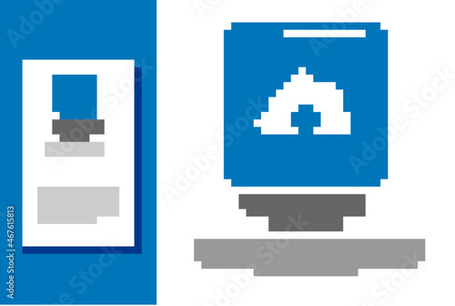 Blue Cloud upload icon isolated on white background. Logo design template element. Vector