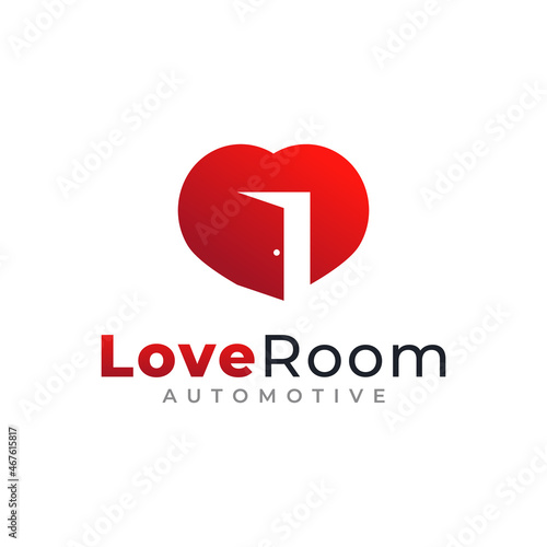 Love or Heart Shape with Negative Red Door Icon Logo Design Template Element