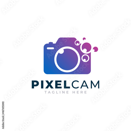 Tech Pixel Photo Camera Icon Logo Design Template Element