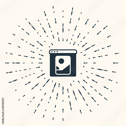 Grey Photo retouching icon isolated on beige background. Photographer, photography, retouch icon. Abstract circle random dots. Vector