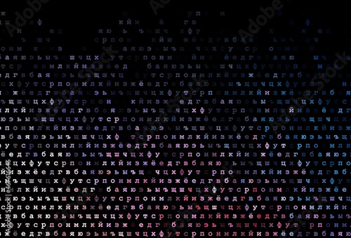 Dark blue, red vector texture with ABC characters.
