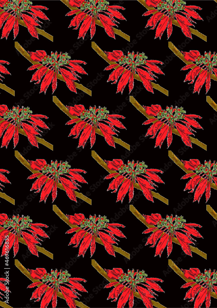 seamless red floral pattern with black background seamless red floral pattern with black background