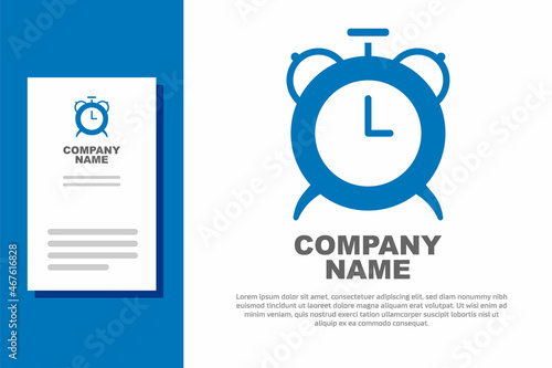 Blue Alarm clock icon isolated on white background. Wake up, get up concept. Time sign. Logo design template element. Vector