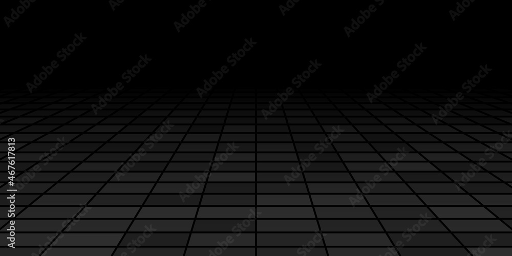 Fototapeta premium Abstract tiled background with perspective in black colors