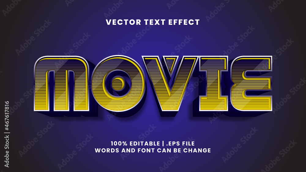 Movie 3d editable text effect in modern and shiny text style Movie 3d editable text effect in modern and shiny text style
