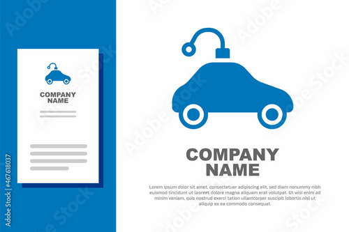 Blue Radio controlled car toy icon isolated on white background. Control remote car toy. Logo design template element. Vector