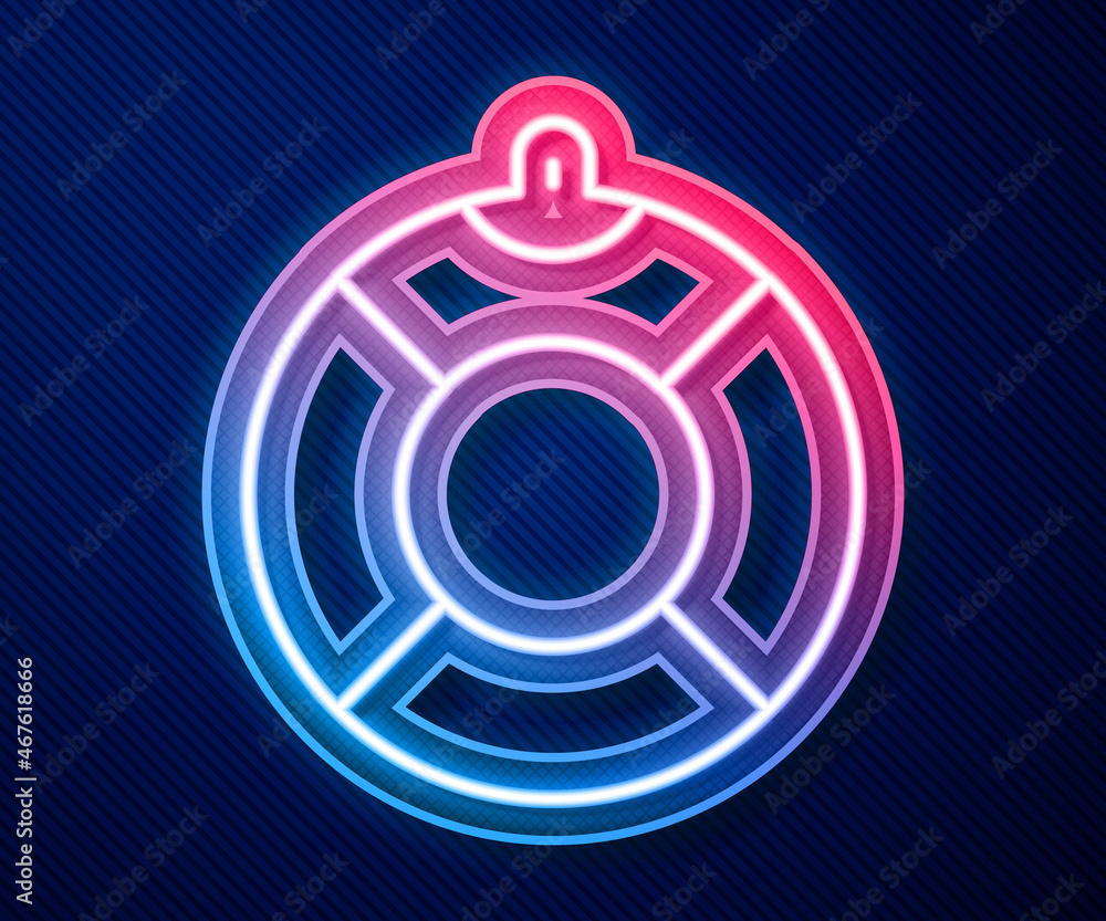 Glowing neon line Lifebuoy icon isolated on blue background. Lifebelt symbol. Vector Glowing neon line Lifebuoy icon isolated on blue background. Lifebelt symbol. Vector