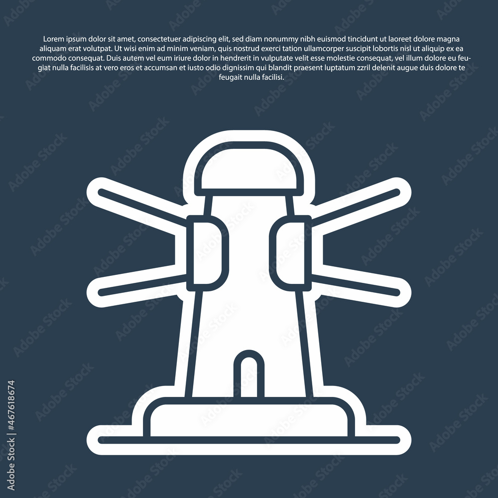 Blue line Lighthouse icon isolated on blue background. Vector Blue line Lighthouse icon isolated on blue background. Vector
