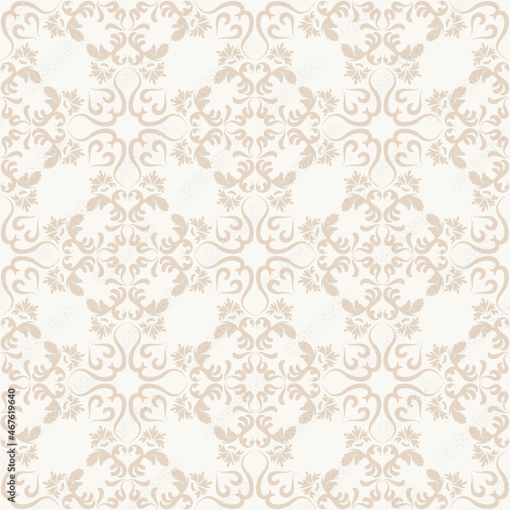 Vintage vector background with oriental ornament. Beige seamless pattern with decorative elements. Vector. For textiles, wallpaper, tiles or packaging.