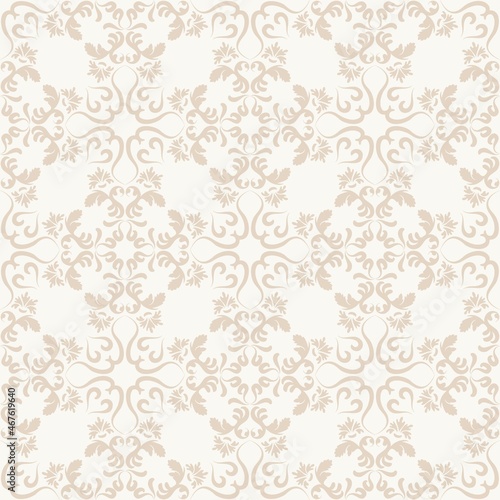 Vintage vector background with oriental ornament. Beige seamless pattern with decorative elements. Vector. For textiles, wallpaper, tiles or packaging.