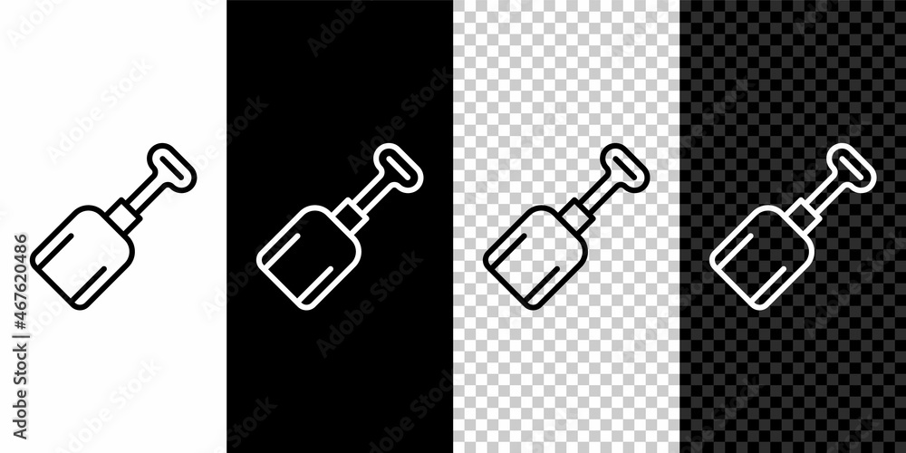 Set line Shovel toy icon isolated on black and white, transparent background. Vector Set line Shovel toy icon isolated on black and white, transparent background. Vector