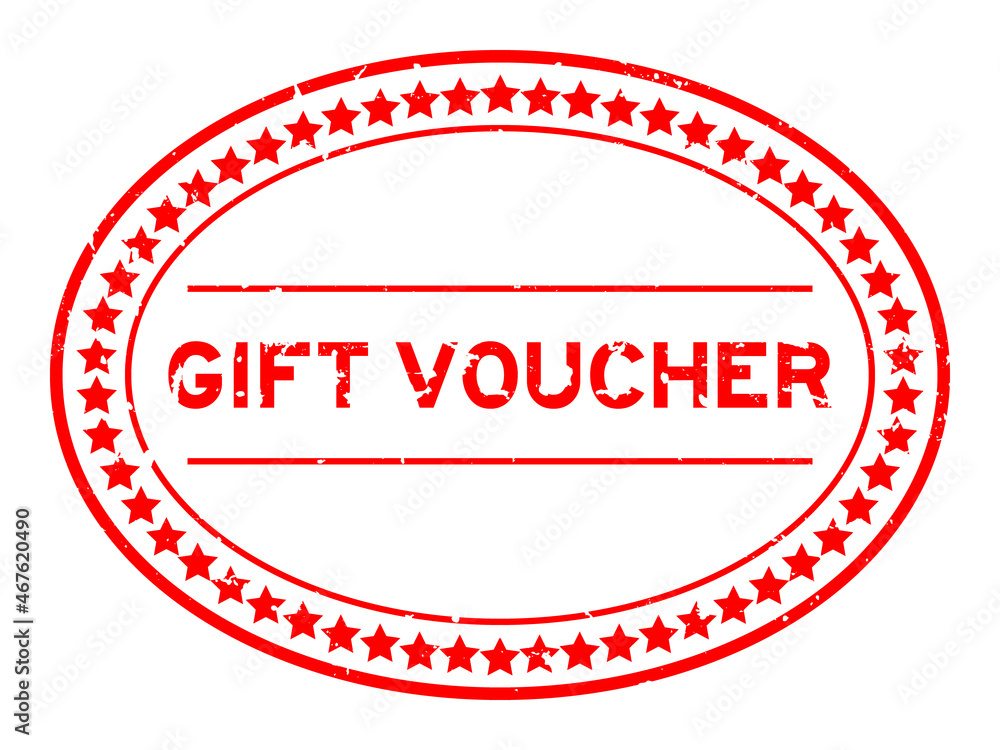 Grunge red gift voucher word oval rubber seal stamp on white background Grunge red gift voucher word oval rubber seal stamp on white background