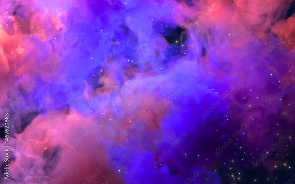 Nebulae and colored smoke, 3d rendering.