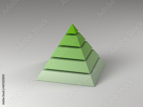 3d rendering of a square-based pyramid divided in horizontal layers with green gradient 