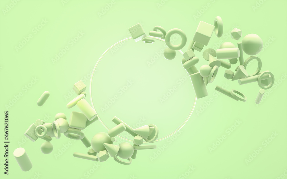 The creative geometries with metal circles, 3d rendering. The creative geometries with metal circles, 3d rendering.