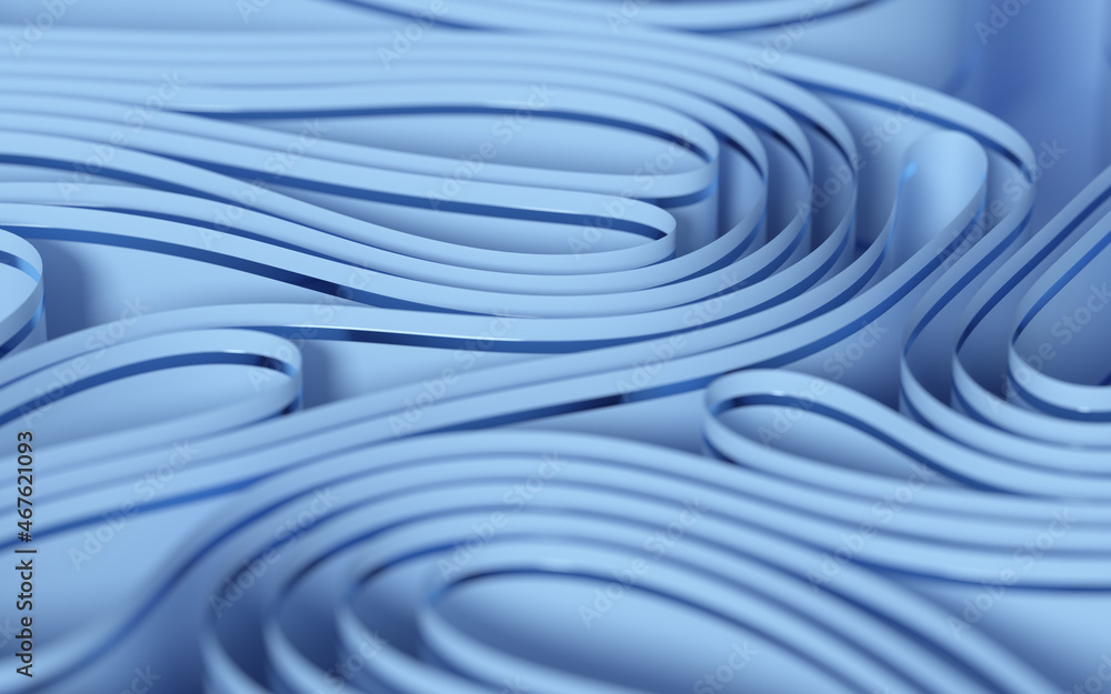 Curved paper with a blue border, 3d rendering.