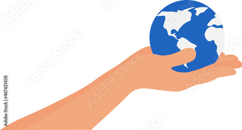 medio ambiente. el mundo en tus manos. mundo azul. Fondo transparente