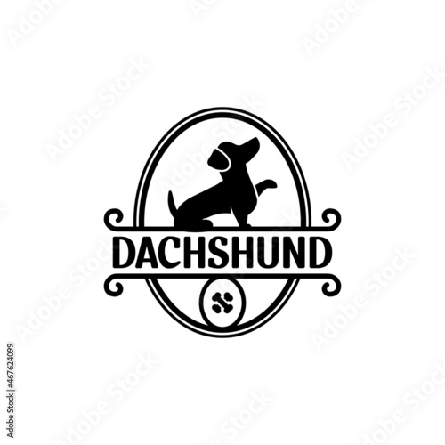 dachshund sitting dog logo vector illustration,vintage logo