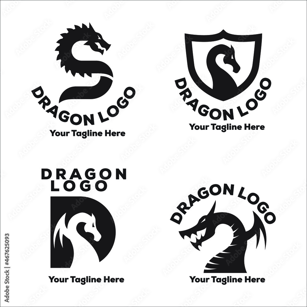 Dragon logo flat design tatto Dragon logo flat design tatto