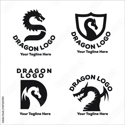 Dragon logo flat design tatto