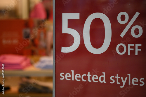 Sale sign in shop