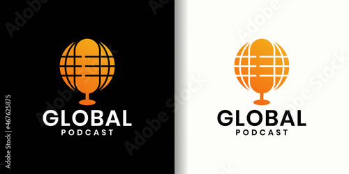 orange Global podcast logo design template