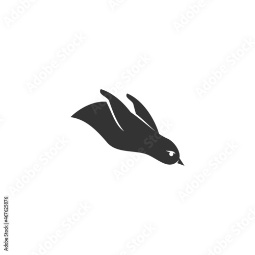 Penguin swimming emblem Icon illustration template Isolated
