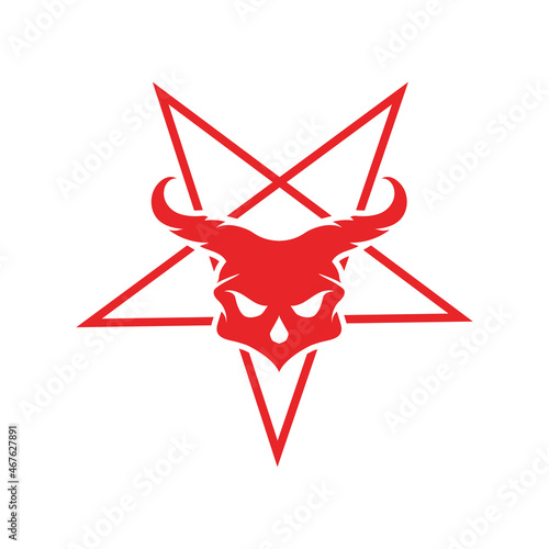 vector skull horned with star symbols