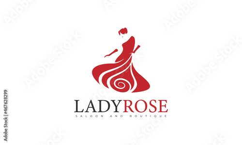 lady rose beauty silhouette logo design