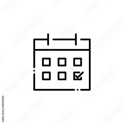 Calendar with a date marked. Planned event or deadline alert. Pixel perfect, editable stroke icon