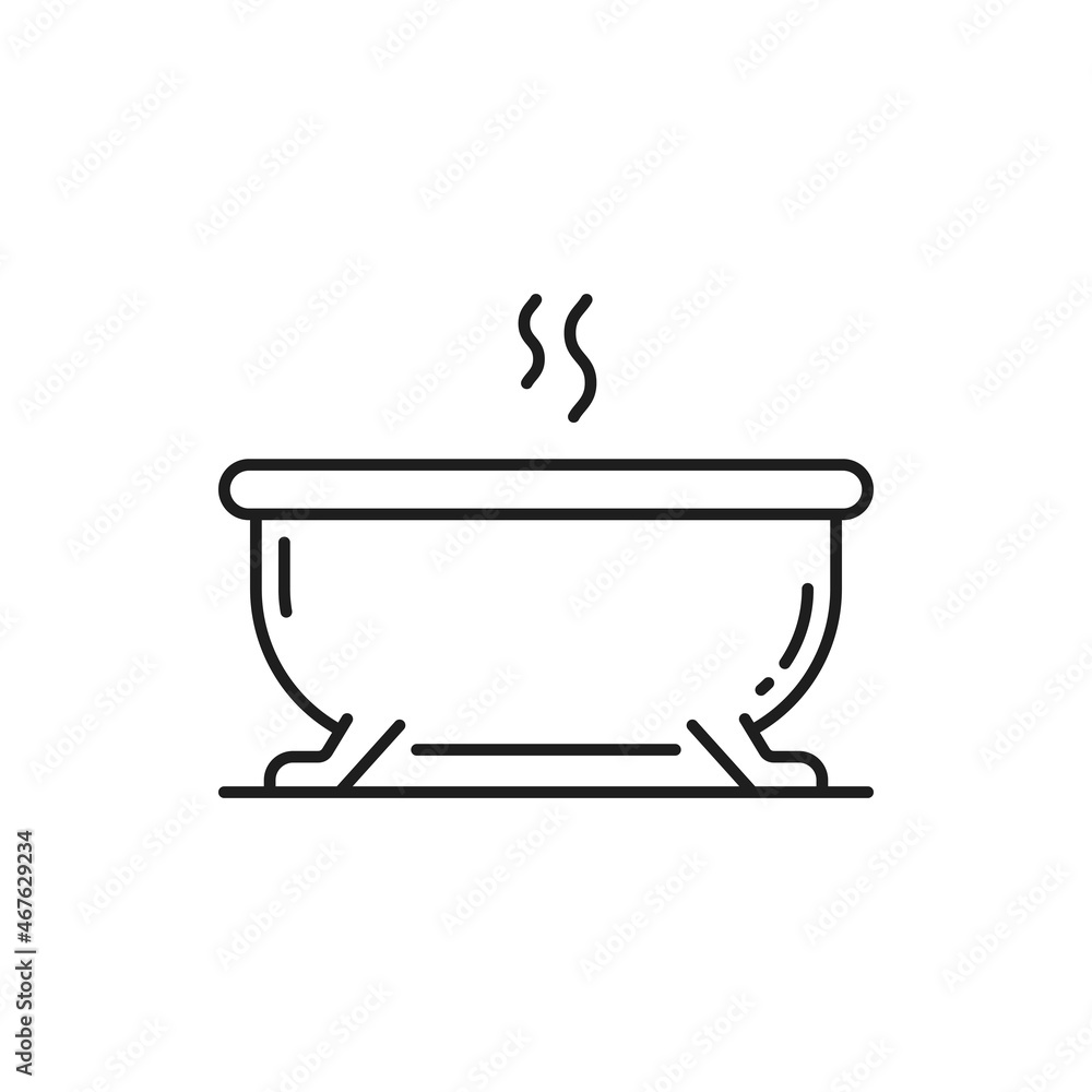 Bathtub with hot water isolated thin line icon of bathroom object. Vector bath-tub with froth and soap, bath or toilet room equipment. Spa and baby shower element sign, health hygiene, sanitary object Bathtub with hot water isolated thin line icon of bathroom object. Vector bath-tub with froth and soap, bath or toilet room equipment. Spa and baby shower element sign, health hygiene, sanitary object