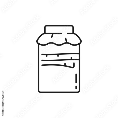 Probiotics ad isolated supplement in capsule for maintaining healthy balance of gut bacteria isolated outline icon. Vector immune and digestive health prebiotics in bottle package, thin line packaging