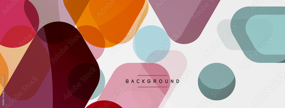 Color bubbles and rounded geometric shapes on white. Vector geometric minimal abstract background for wallpaper, banner, background, landing page Color bubbles and rounded geometric shapes on white. Vector geometric minimal abstract background for wallpaper, banner, background, landing page