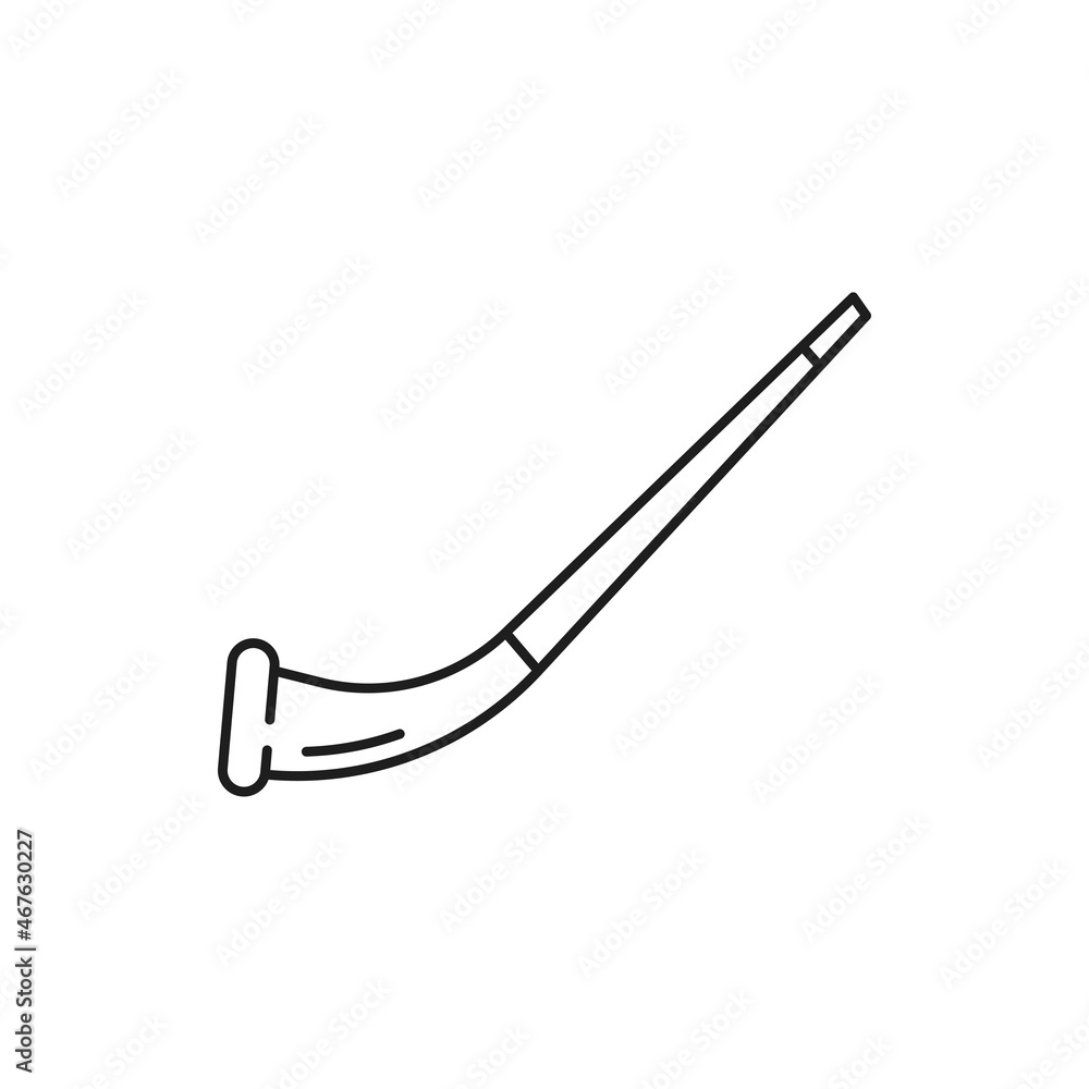 Fototapeta premium Tobacco pipe souvenir from Swiss or Switzerland isolated thin line icon. Vector billiard tobacco-pipe with powder and long handle. Retro pipe to smoke tobacco, detective smoking outline accessory