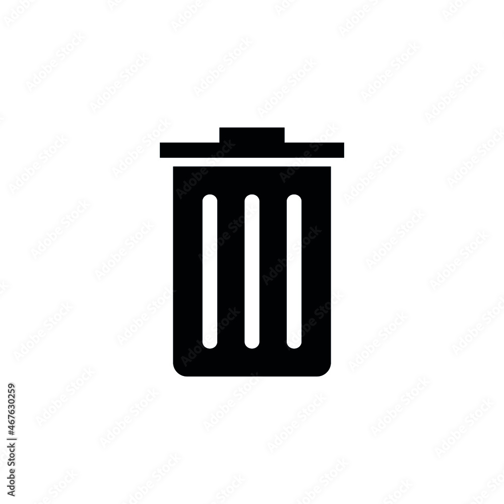 Trashcan bin, delete. Trash bin pictogram. Vector basket icon. Isolated symbol on white background. Trashcan bin, delete. Trash bin pictogram. Vector basket icon. Isolated symbol on white background.