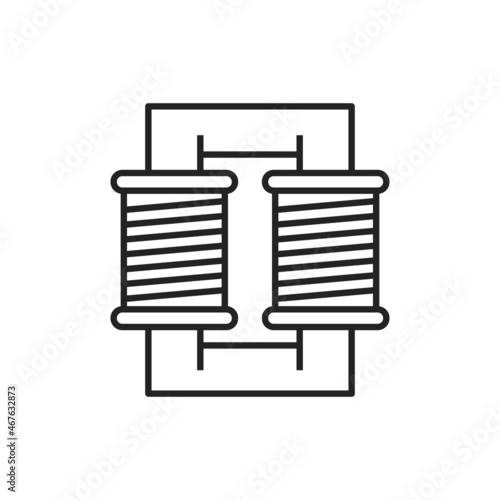 Electrical circuitry two coils connected parallel isolated outline icon. Vector connection of quadrifilar coil options, electrical conductors connection, electrical transformer thin line sign