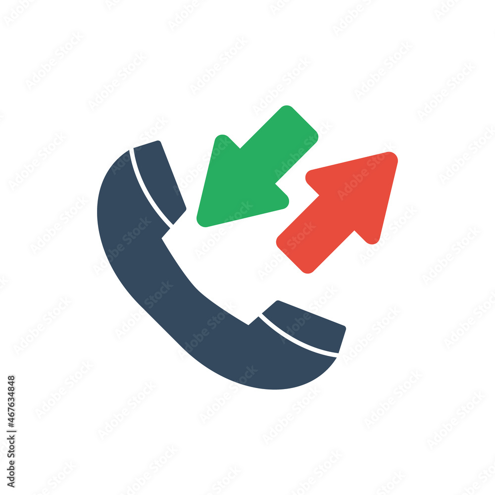 phone handset vector icon with red and green incoming and outgoing call phone handset vector icon with red and green incoming and outgoing call