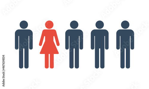 woman among men  social issue or gender equality vector icon