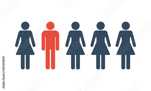 man among women  social issue or gender equality vector icon