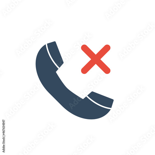 declined or missed phone call vector icon