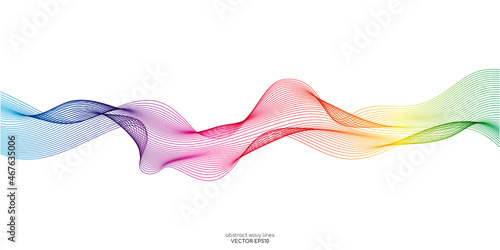 Vector wave lines flowing dynamic in colorful isolated on white background for concept of AI technology, digital, communication, science, music