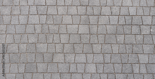 Paving stone surface. Color - Taupe Gray. Shape of tiles is an isosceles trapezoid. Backdrop mesh concept.