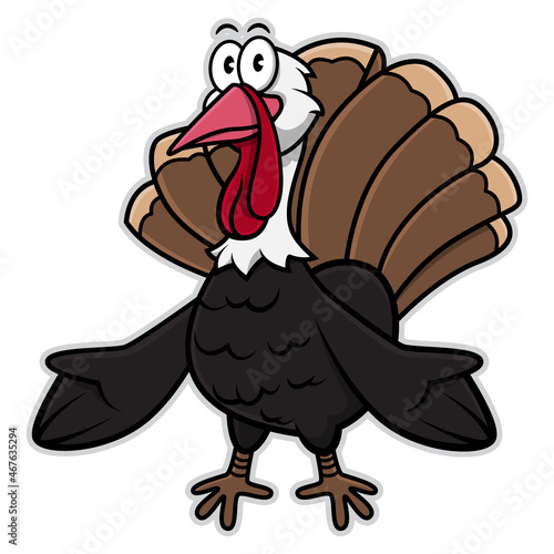 Cartoon illustration of Turkey Bird standing and greeting, best for mascot and logo with thanksgiving themes
