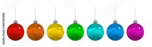 Set collection christmas color ball. Isolated on white.